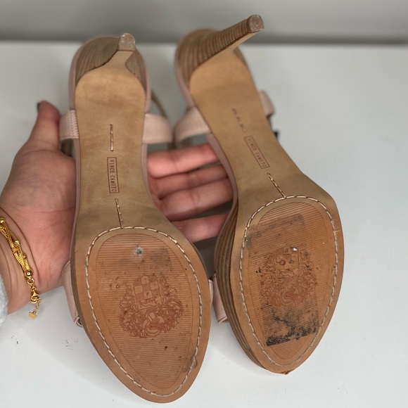 Vince Camuto Renalla Platform Heels Sandals Beige Leather Ankle Strap Si… - Picture 5 of 5